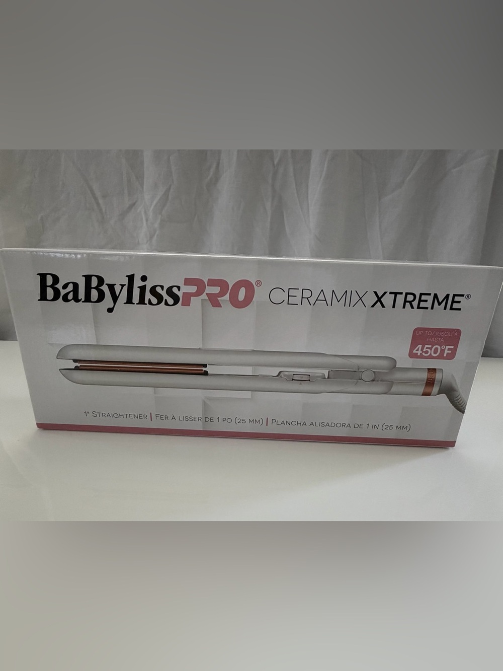 BaBylissPRO Ceramix Xtreme 1in Ceramic Straightener, High-Heat, 450°F White